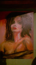 Original Nineties Expressionist Portrait Oil Painting "Intense Gaze" (1993) – Signed Lothar