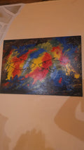 Original Surrealist Abstract Oil Painting "Meeting in Chaos" (1993) – Signed Lothar
