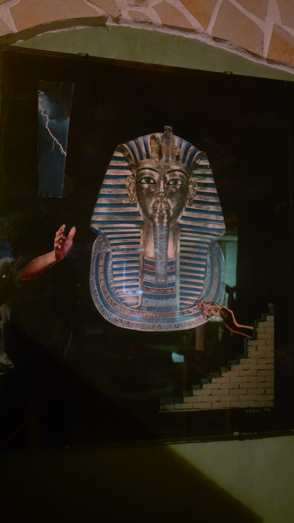 Original Mixed Media Surrealist Artwork "The Pharaoh's Awakening" (1994) – Signed Lothar