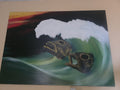 Pintura Óleo Original Surrealista "Furia Marina" (1993) – Firmado Lothar