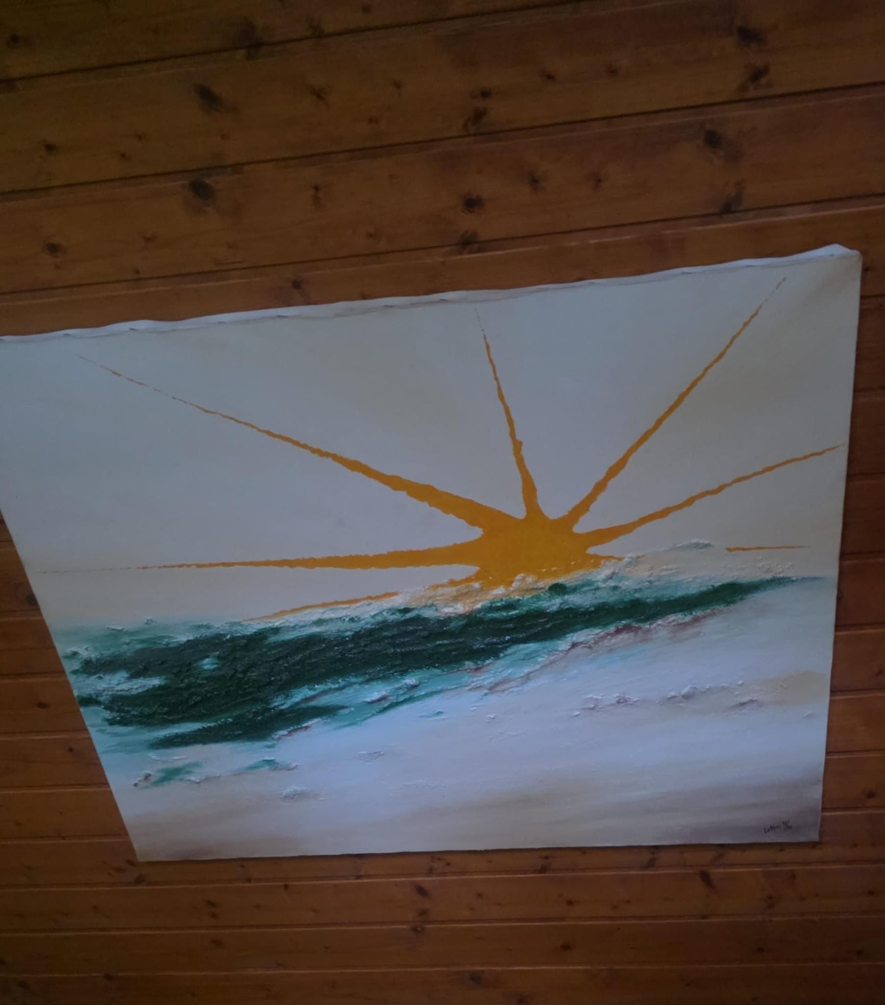 Original Impressionist Oil Painting "Abstract Sunrise" (1994) – Signed Lothar