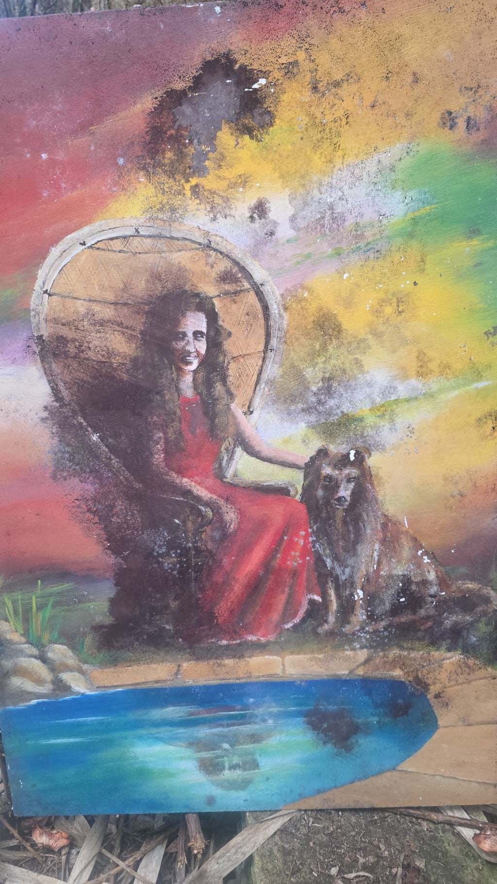 Original Surrealist Oil Painting "The Lady in Red" – Attributed to Lothar